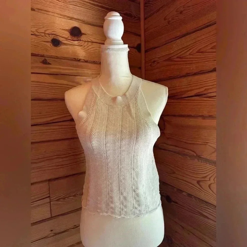 Aritzia Wilfred Knit Halter Tank – Ivory, Size Medium
